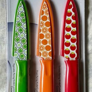 Vibrant Paring Knife Set - Green, Orange, Red